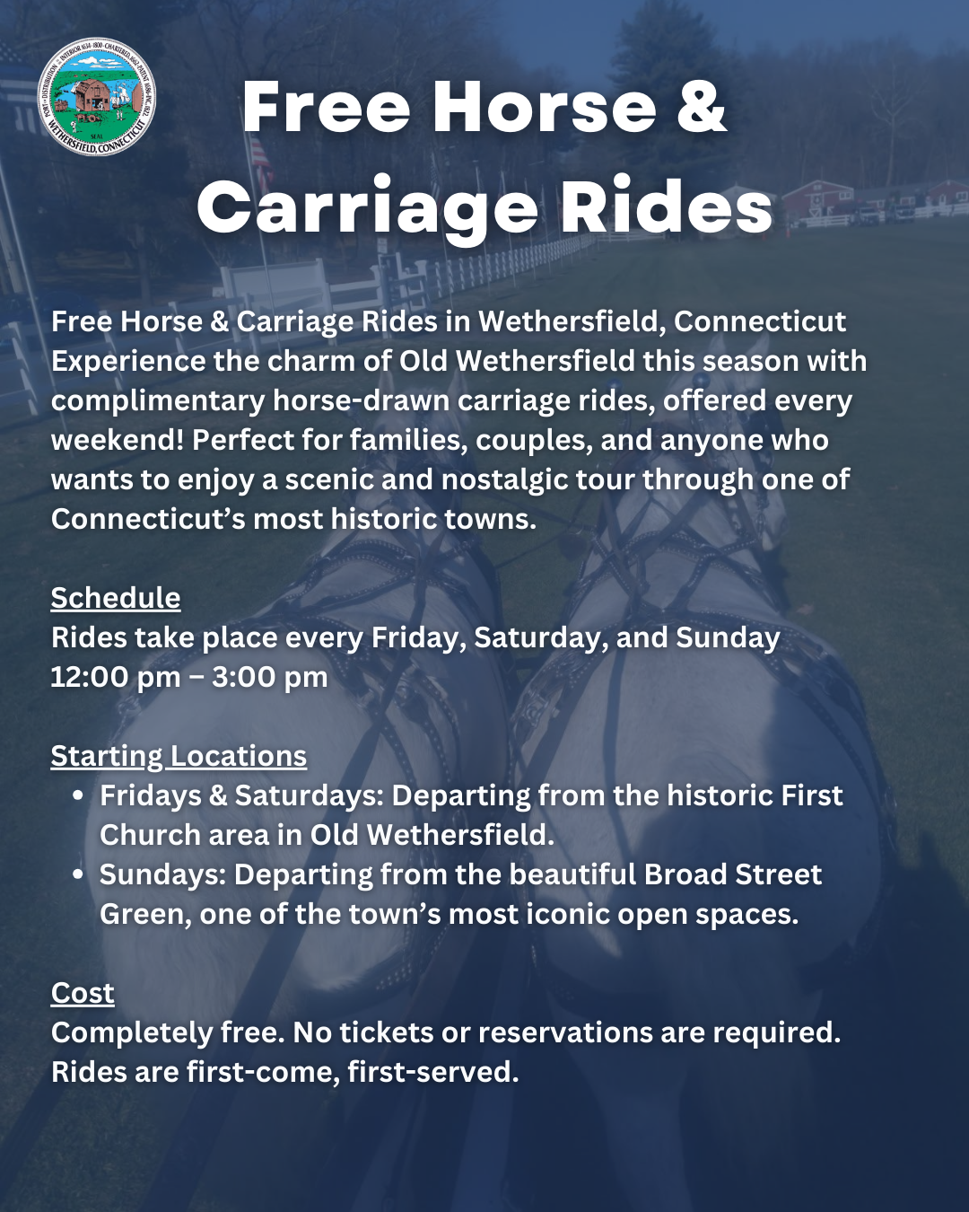 Free Horse & Carriage Rides in Old Wethersfield
