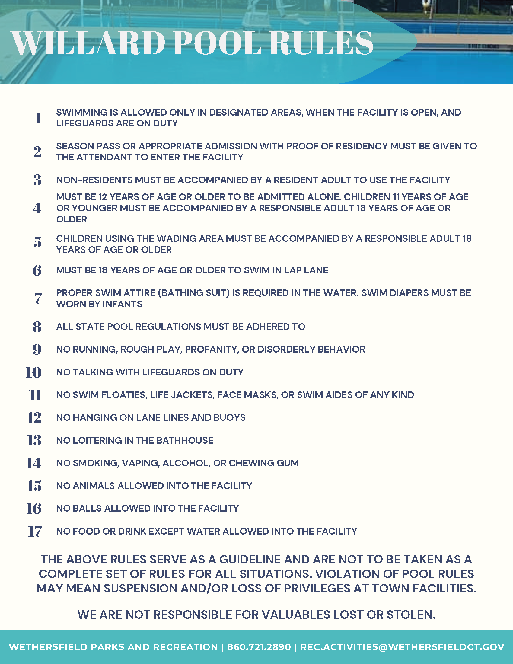 Willard Facility Rules